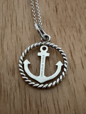 Tiffany & Co. Sterling Silver 925 Anchor Pendant Necklace w/tiffany chain
