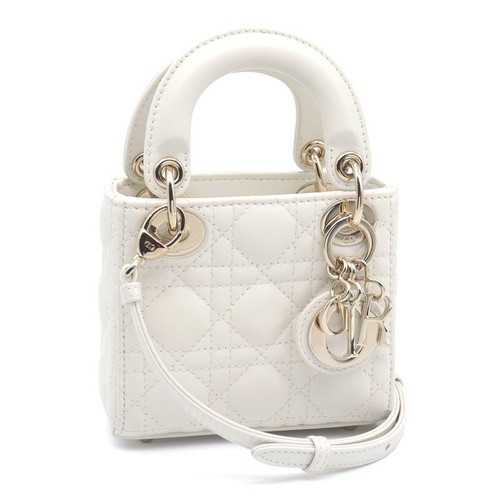 Dior Lady Dior Micro S0856ONGE_M030 Lambskin Latte White Canage Handbag 2 Way  3