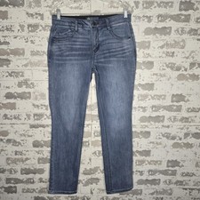 Democracy Jeans Womens 8 Light Blue Whiskered Denim Straight Leg Ab Solution