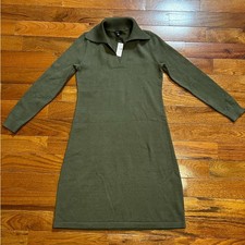 Talbots Supersoft Collared Sweater Dress Olive Green XS NWT