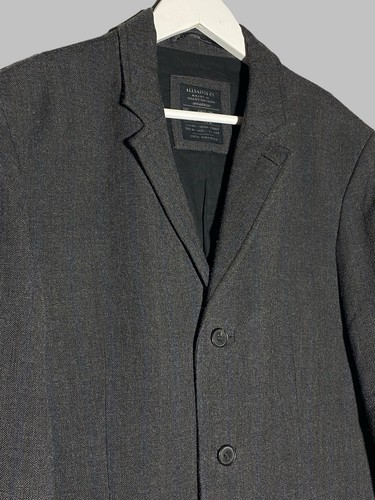 All Saints Harvard Coat Wool Jacket Barely Visible Stripes Classic Vibes Size 42 - Picture 3 of 22