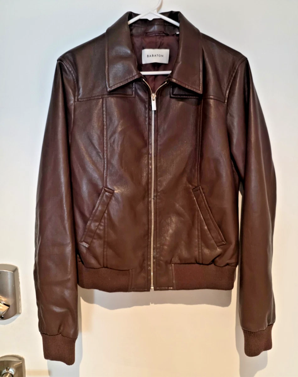 Faux Leather Outer Shell Brown Solid Coats, Jackets & Vests for