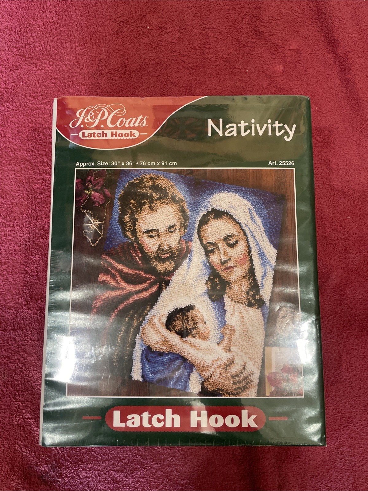 NEW Vintage J & P Coats Nativity Latch Hook Kit Mary Joseph Baby Jesus Christmas
