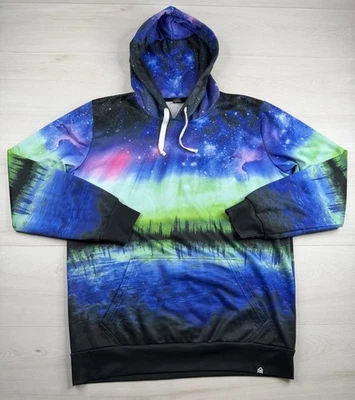 Into The AM Galaxy Hoodie All Over Print Space Nebula Pullover Sweatshirt Mens L - Photo 1/4