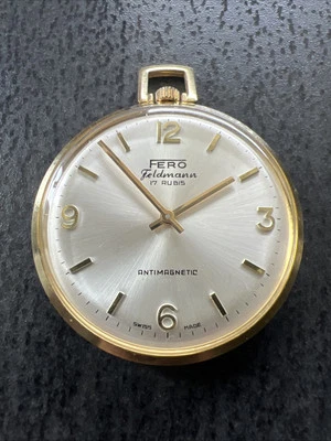 MECHANISCHE Fero Feldmann 17 rubis TASCHENUHR POCKET WATCH  1-9 - Bild 1 von 4