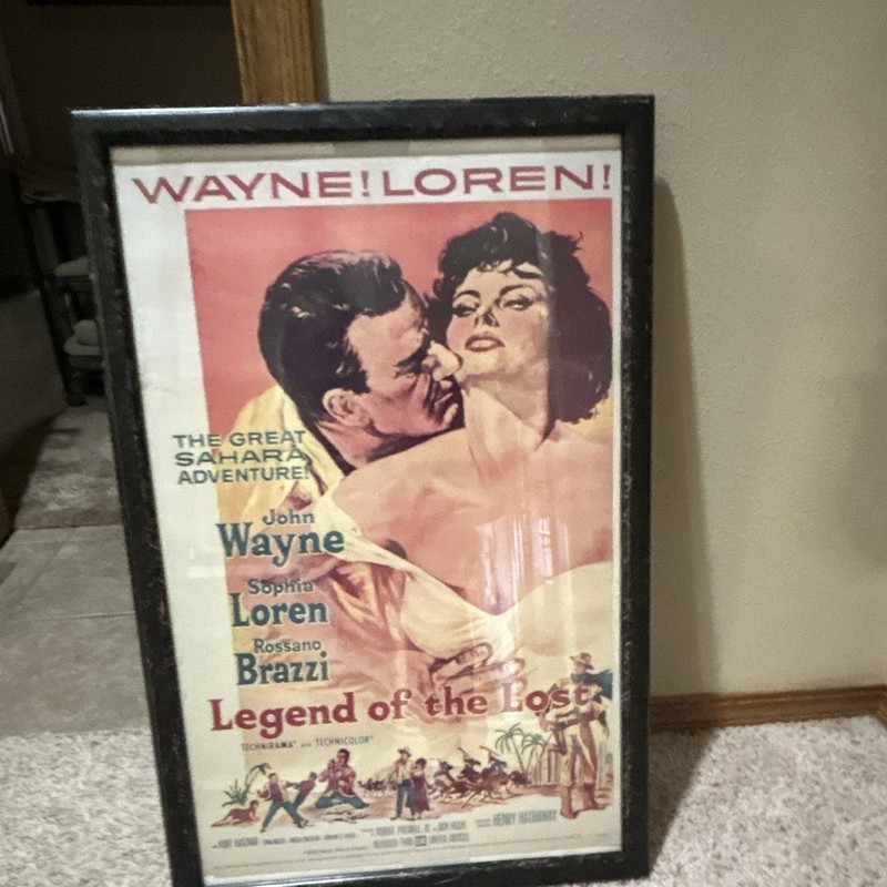Framed Original Legend of the Lost Movie Poster - John Wayne & Sophia Loren