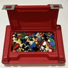 Vintage 1984 Lego Red Carrying Case Box with Legos And Figures