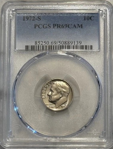 1972-S Roosevelt Dime PCGS PF69 DCAM