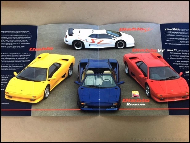 1996 1997 Lamborghini Diablo VT SV Roadster Original Car Sales Brochure Catalog - Image 3 of 4