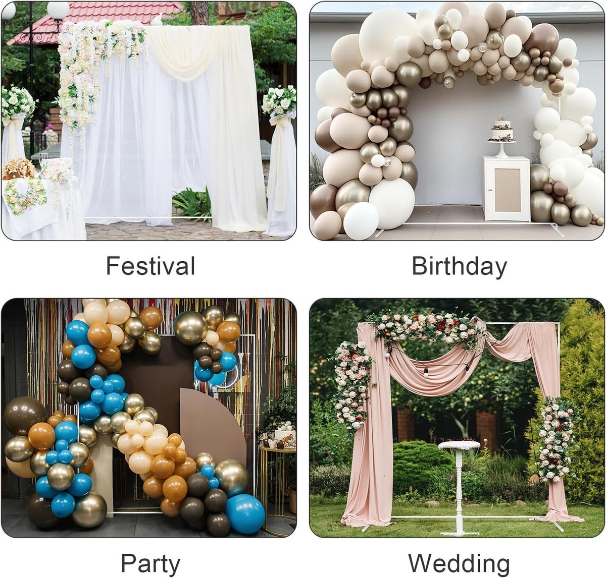 10x10 FT Mustard Yellow Wedding Arch Stand – Adjustable Height Metal Balloon Frame With Base For Party Backdrops