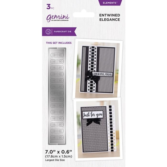 Gemini  Entwined Elegance 3 Piece Ribbon Threading Die Set Birthday Card Making