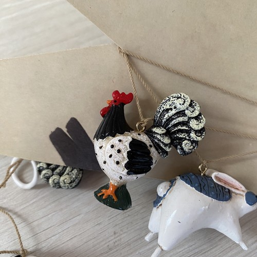 Vintage Farm Animal Garland Ornaments on String – Cottage Cozy Christmas Unique - Picture 4 of 14