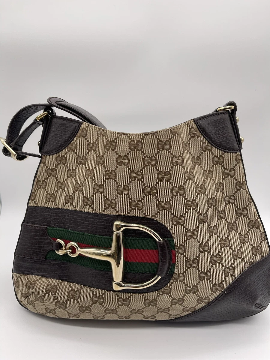 Gucci Monogram GG Horsebit Hobo Bag