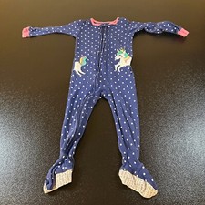 Carter's Unicorn Footed Pajamas Polka Dot Sleepwear Outfit Blue Girls size 2T