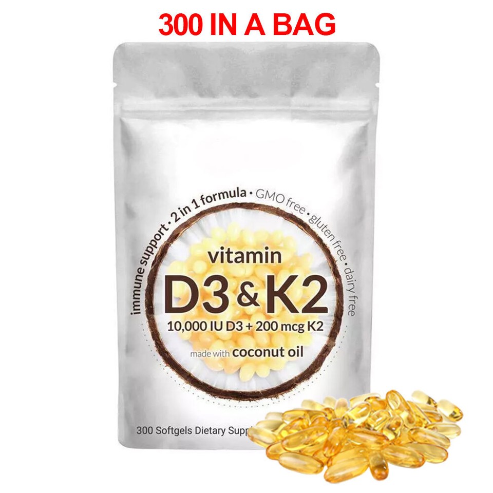 Vitamin D3 K2 300 Softgels 10000 IU Supplement Treat Insomnia prevent hair Loss eBay
