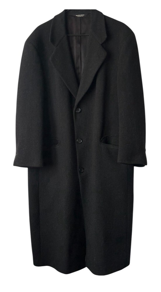 Vtg. Christian Dior Monsieur Sport Mens Wool Trenchcoat Black /Charcoal Gray
