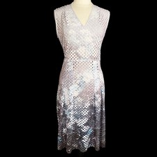 Elie Tahari Holly Neoprene Mesh Cinder Dress Sz 8 Perforated Laser Ombre No Slip