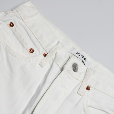 Re/Done NWD Denim Jeans Size 25 US 70s Stove Pipe in White 100% Cotton