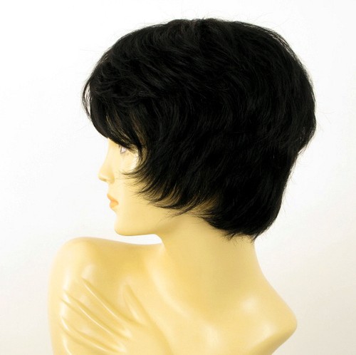 wig for women 100% natural hair black ref MALORIE 1B PERUK - Picture 3 of 8