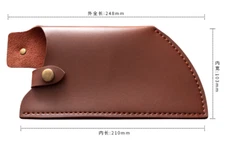 kitchen knife blade cook chopper bag scabbard sheath cow leather brown H475