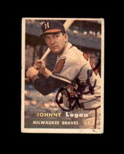 Johnny Logan Signed 1957 Topps Milwaukee Braves Autographed