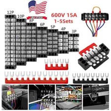 US Dual Row 3-12 Positions 600V 15A Screw Terminal Block Terminal Barrier Strip