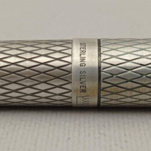 SHEAFFER IMPERIAL STERLING SILVER DIAMOND MESH FOUNTAIN PEN 14K EF NIB BOXED VTG - Picture 5 of 13