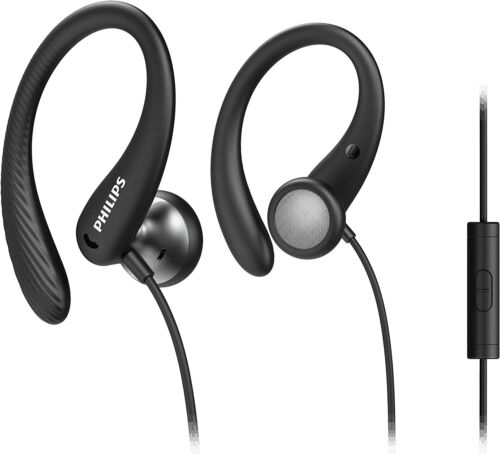 Philips TAA1105 Sports Wired Earbuds For Phone w/Ear Hook and mic Headphones NEW - Picture 1 of 8