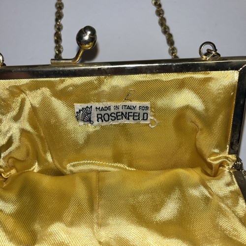 Vintage Rosenfeld Embroidered Evening Bag Italy Silver Gold Handbag Purse Rare - Picture 8 of 18