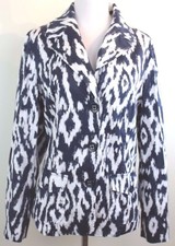 Chico's Blazer Jacket Blue White Pockets Size 1