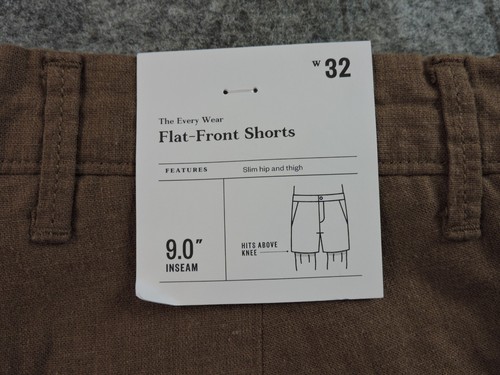 Goodfellow Herren 32 x 9 Everywhere vorne flach Leinen Baumwolle Chino Shorts neu mit Etikett - Bild 9 von 13