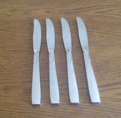 Oneida stainless Accent lot of 4 hollow handle dinner knives 8 3/8" NM polished - Picture 2 of 3