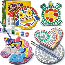 Stepping Stones Painting Kit for Kids - Outdoor Crafts - Paint 5 Garden Stones