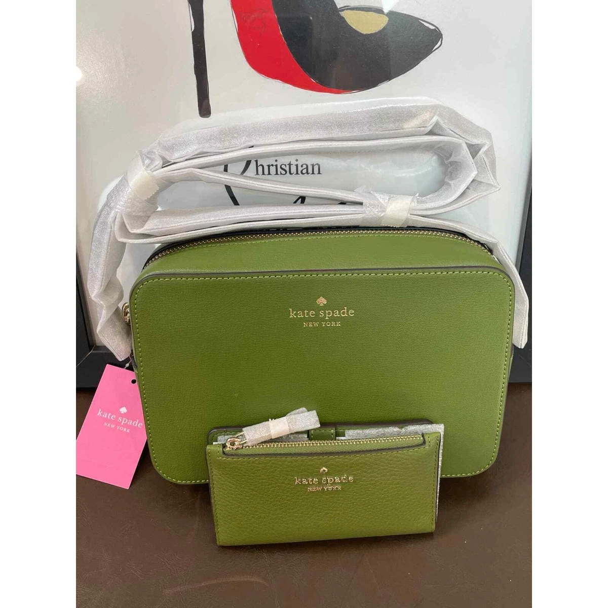 New Kate Spade Harper Crossbody bag Leather Kelp Forest with Wallet