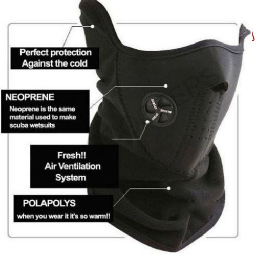 Scooter Moped Riding Half Face Mask Skull Wind Fleece Neoprene Protection Blue - Picture 3 of 4