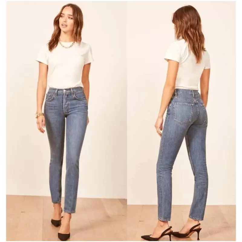 Reformation Melissa High And Skinny Jeans In Baltic Wash