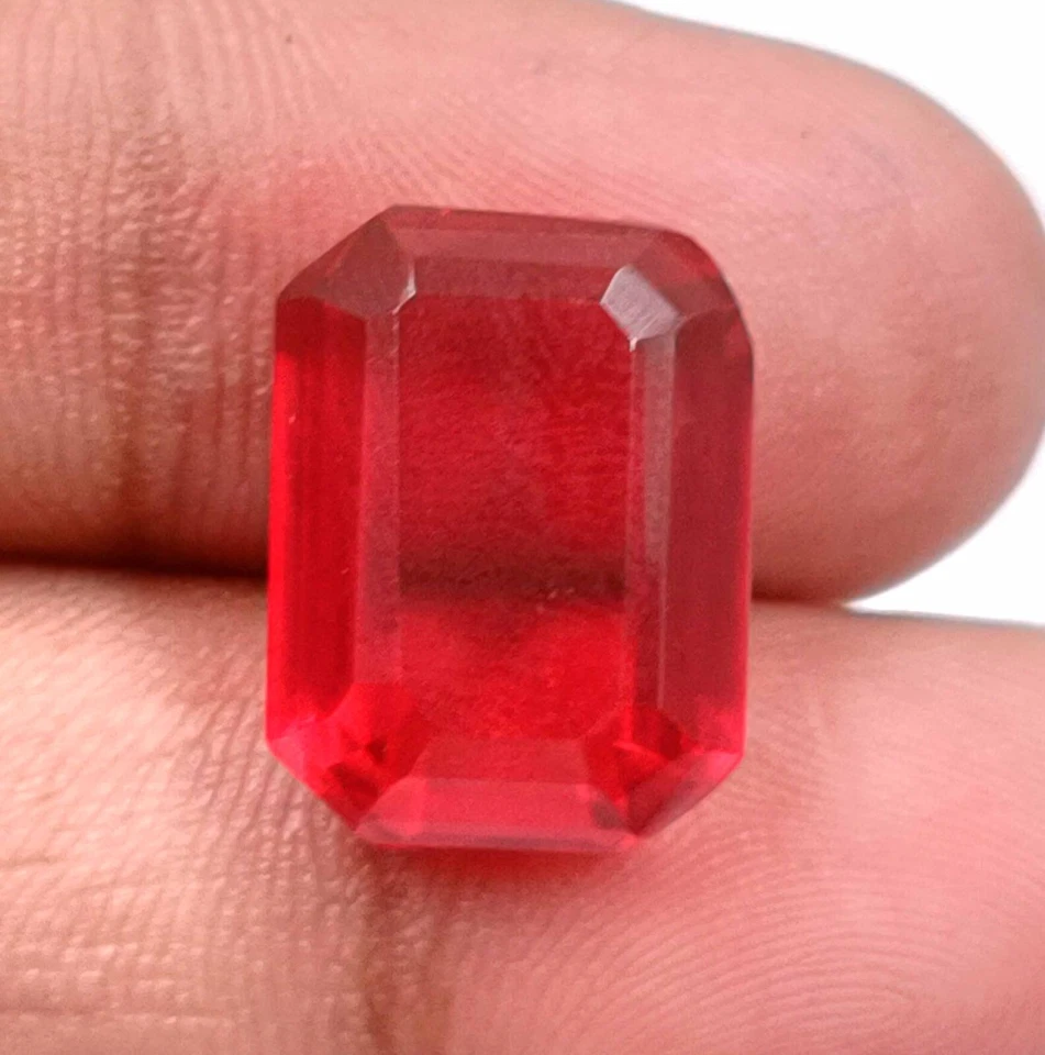 Pretty Red Ruby Stone 12-13 Carat EGL Certified Emerald Cut Faceted Gemstone JKF - Image 3 of 4