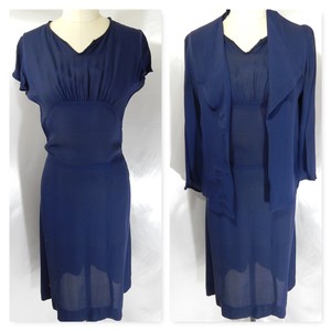 navy blue sheath dress with jacket