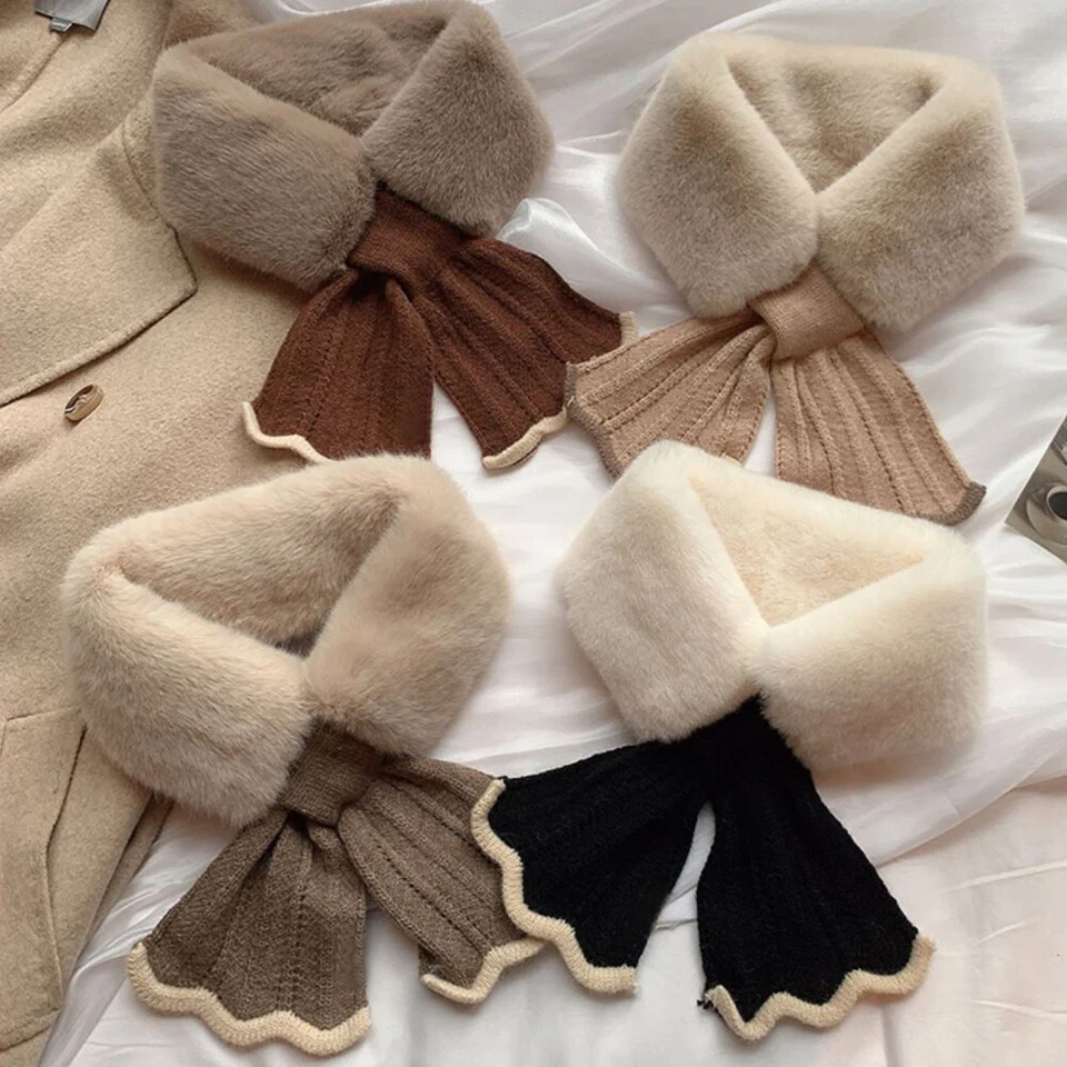 Faux Fur Collar Scarf Stole Wrap Scarves Shawl Women Ladies Winter Warm Fluffy - Image 3 of 4