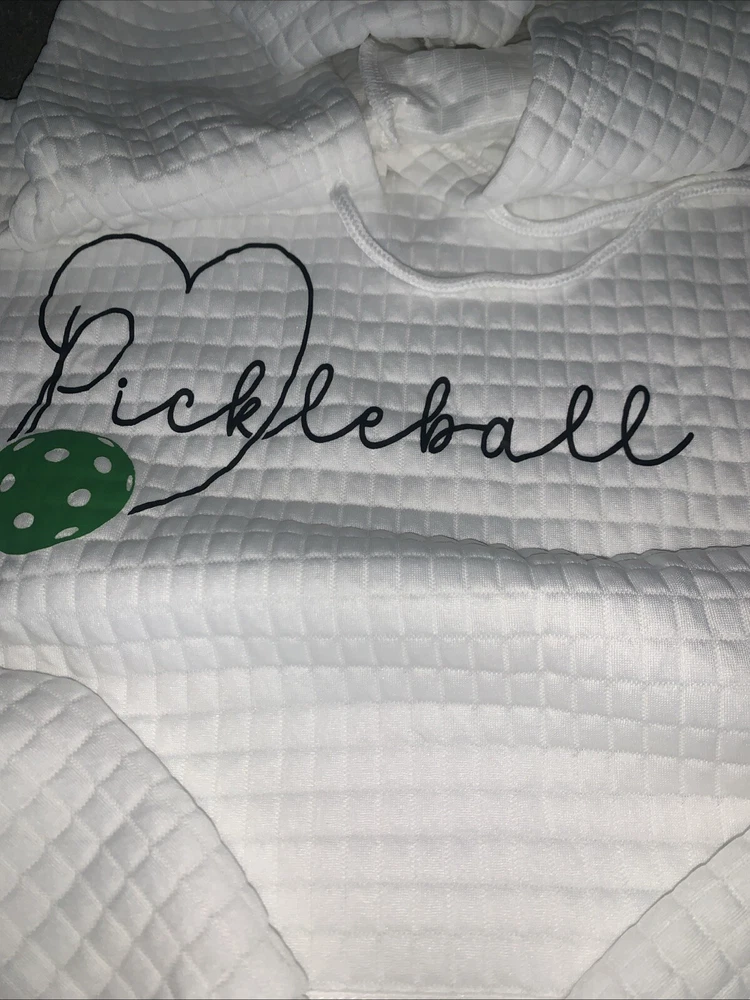 Pickleball Hoodie White Sweatshirt - “Love Pickleball”  Fits M-L
