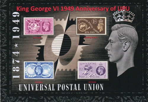 GB KGVI 1949 LOVELY DISPLAY 75TH ANNIVERSARY UNIVERSAL POSTAL UNION MINT MNH #1