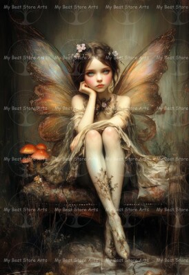 BUTTERFLY FAIRY ART PRINT, Cottagecore, Fairytale Poster, Lady Fae DecorE022
