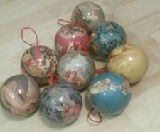 Glorious Angels Decoupage Christmas Ornaments C&F Enterprises lot of 9