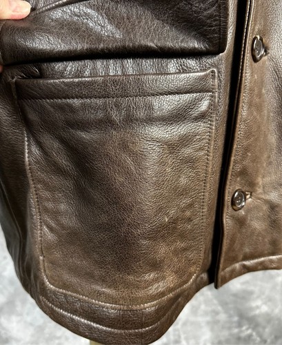 Field Gear Mens Heavy Pebbled Leather Longer Jacket sz M (14943) - Picture 10 of 17