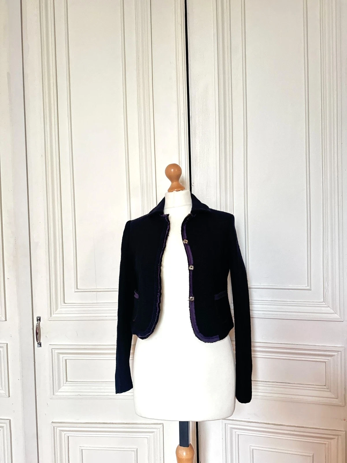 Giacca Miu Miu nera in lana bouclé taglia IT 42 vestibilità S