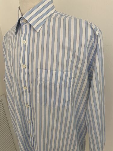 Balmain Mens Long Sleeve Button Donw Shirt Size 17.5 Striped Pattern - Picture 2 of 8