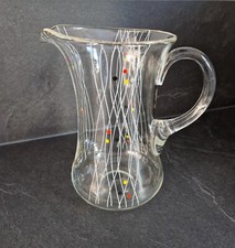 Vintage Glaskrug Krug * 1,6 Liter *   Fadendekor & Farbtupfer * Mid-Century