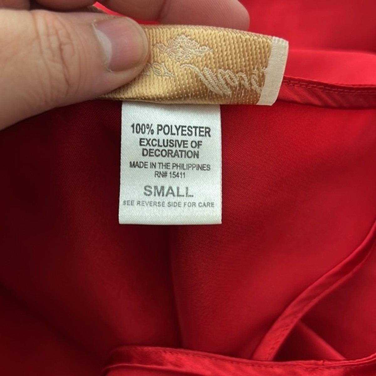 Inner Most Dress Women Small Red Slip On V-Neck Embroidered Collar
