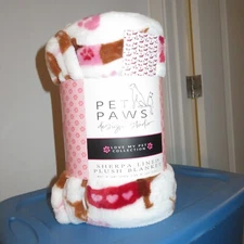 Dachshund Valentine Love My Pet Sherpa Lined Plush Blanket Throw Hearts NEW