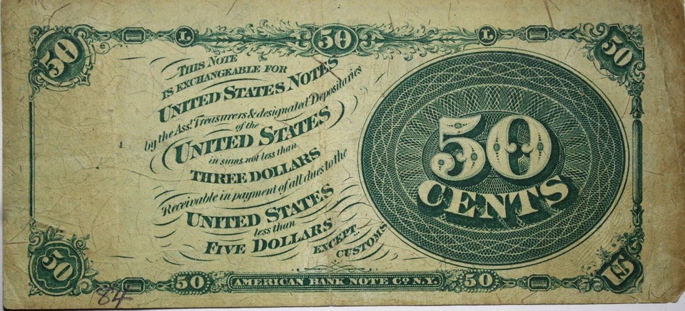 1866 50 Cents Fractional Currency XF+ EXTRA FINE Details P197 - Image 2 of 2